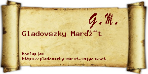 Gladovszky Marót névjegykártya